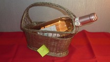 présentoir à vin panier porte bouteille corbeille en métal argenté tressé n°1