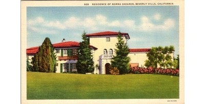 1934 Norma Shearer's Beverly Hills Postcard- We saw all the Actors LA Co. Linen