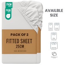 Deep Fit Bed Sheets Hotel Quality Single Double King Size Fitted Sheet PACK OF 2