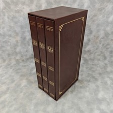 Brown Faux Leather Vintage Photo Albums Set of 3 Slipcase Gold Trim 4x6 Memo