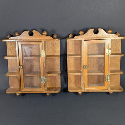 Vintage Wood Japanese Knick Knack Shelf Curiosity Cabinet Dollhouse Miniatures