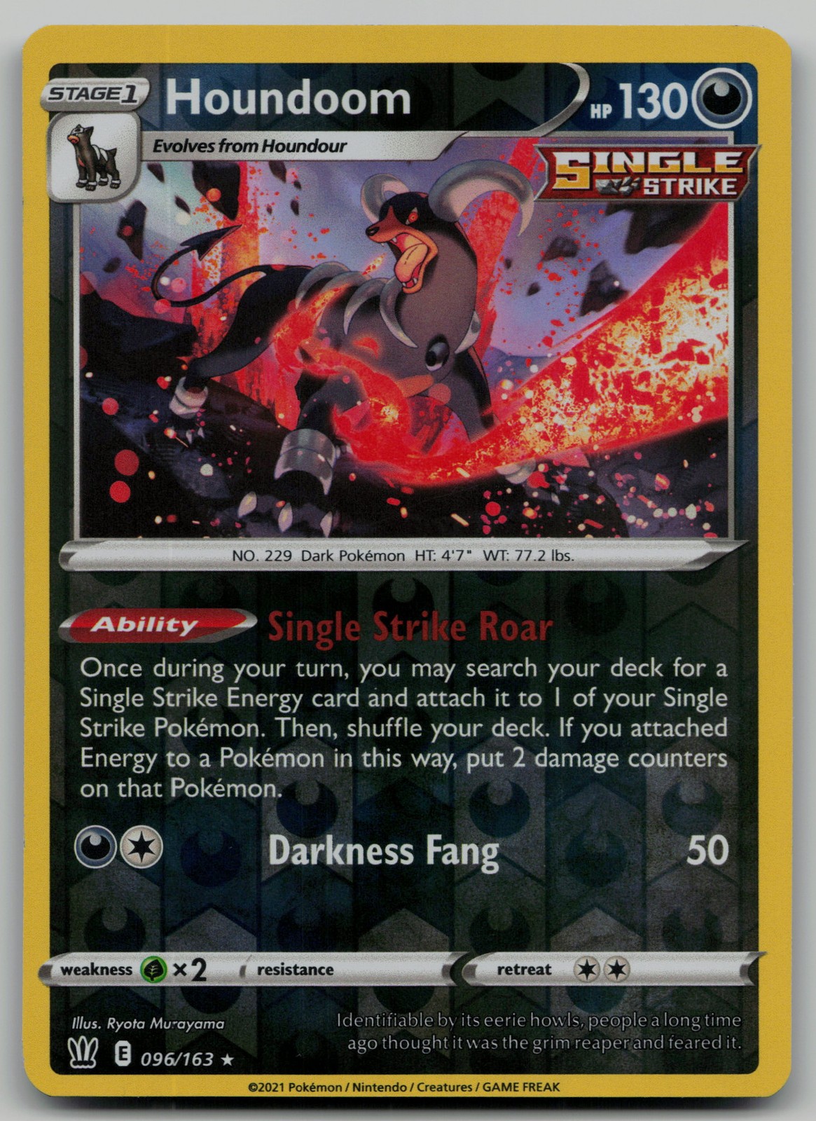 Houndoom Holo Rare SWSH05: Battle Styles 096/163 NM