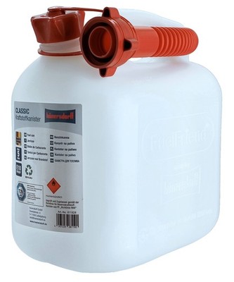 Benzinkanister 5L transparent mit PREMIUM-Ausgiesser Rerservekanister Ölkanister