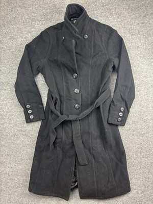 I. Spiewak & Sons Coat Womens Large Black Wool Belted Button Overcoat Long