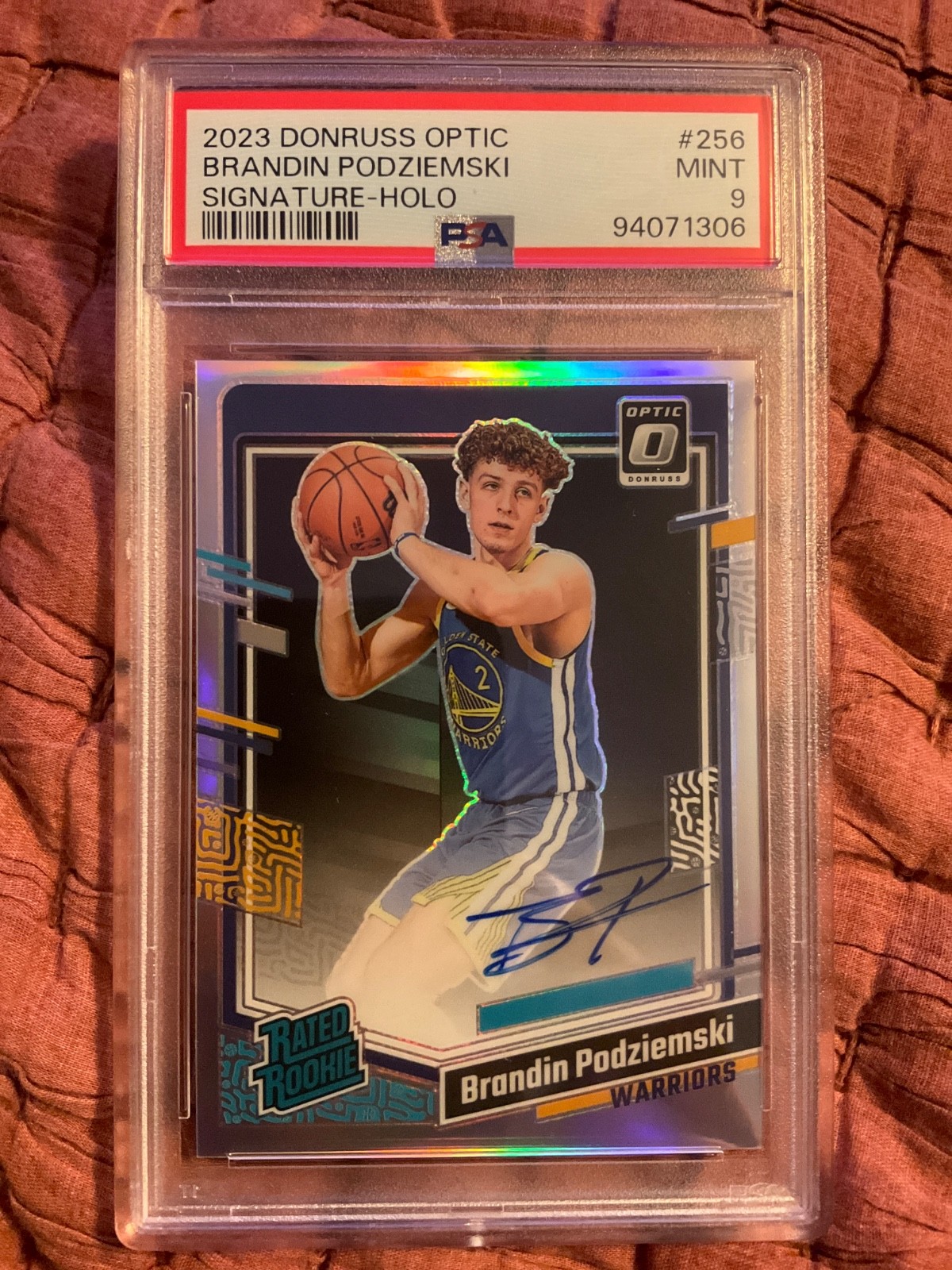 2023 Optic Basketball PSA 9 Holo Rated Rookie Auto Brandin Podziemski Warriors