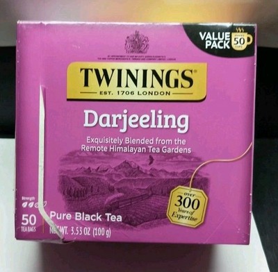1 Box Twinings Darjeeling Pure Black Tea 50 Count New