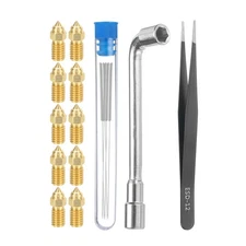 3D Nozzles Kit, 10pcs 3D Printer Brass Nozzles 0.3mm, Silver Cleaning Needles