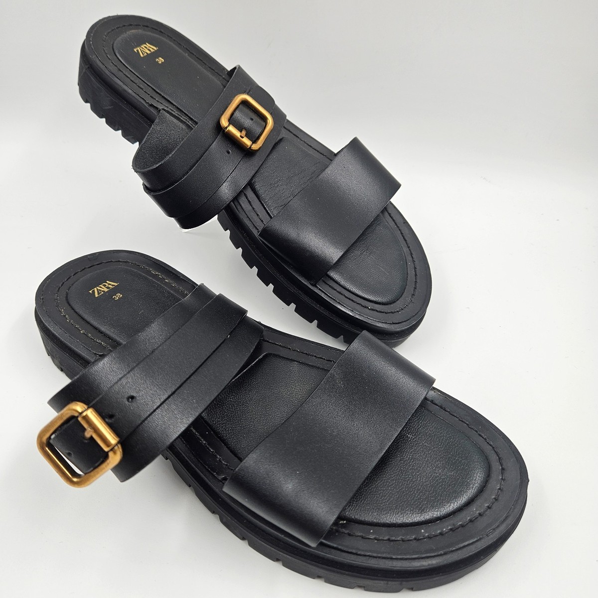 Zara Womens Shoes Platform Sandals Size 38 Black Straps  display picture 3