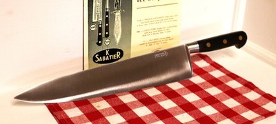SABATIER,NOS,13 in Chef Knife - Old Forge - Black Wood Handle - Carbon 1950s