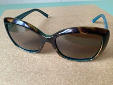 MAUI JIM ORCHID TORTOISE W/ PEACOCK POLARIZED SUNGLASSES GUC-SCRATCHES 
