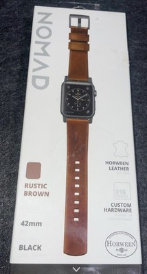 Nomad Modern Leather Band in Rustic Brown with Black hardware (open Box)