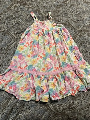 LC Waikiki Kids Square Neck Patterned Strappy Girl Dress Tropical 5-6