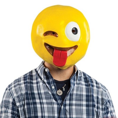 Crazy Wink Tongue Emoji Smiley Smile Face Mask Latex Halloween
