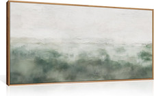 Large Abstract Sage Green Framed Canvas Wall Art,Neutral White and Grey Wall Dec