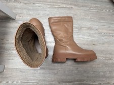 Echtleder Stiefel Mit warmen Lammfell Gefüttert Braun 38 Beige