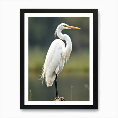 Ruhiger Großreiher Kunstdruck gerahmt mit gerahmtem Wandbild Poster Leinwanddruck Bild