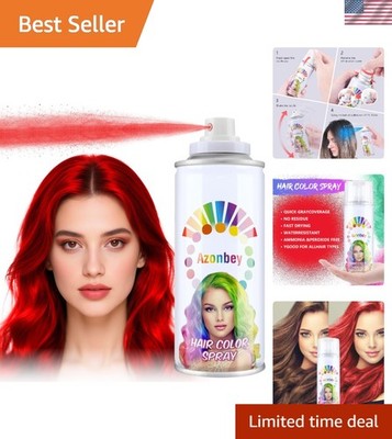 Vibrant Temporary Hair Color Spray - Easy Washable Red Dye for All Hair Types