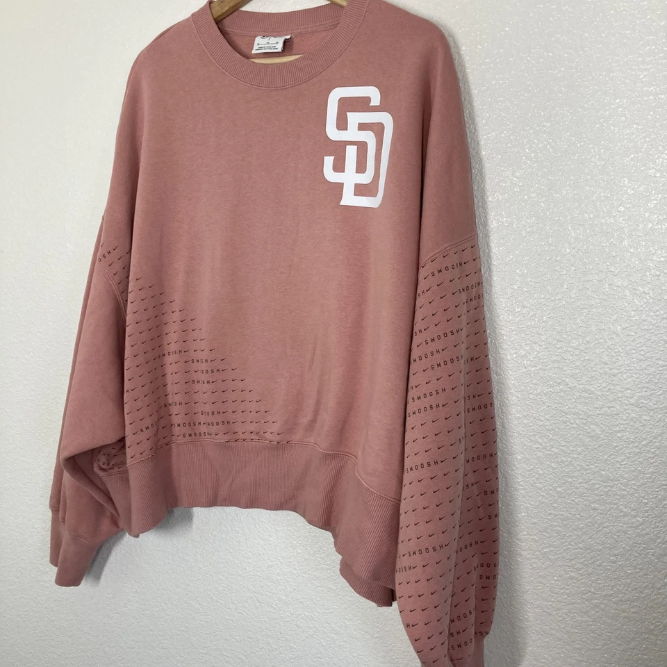 Sudadera corta de los Padres de San Diego para mujer XL rosa MLB béisbol Nike manga Swoosh Foto 3 de 4