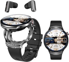 Atevix Smart Watch w Bluetooth Earbuds 1.85-Inch Round HD Screen, Military Style