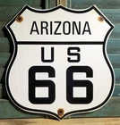 VINTAGE ROUTE 66 PORCELAIN ROAD GASOLINE HIGHWAY ARIZONA AZ SHIELD SIGN