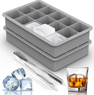 Silicone Ice Cube Trays for Freezer 2 Pack- Easy Release Square Ice Cubes Mold-