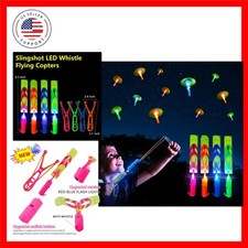 LED Flying Set with Whistle, 25 Slingshot 25 Glow Helicopter, Flying Toy Outd...