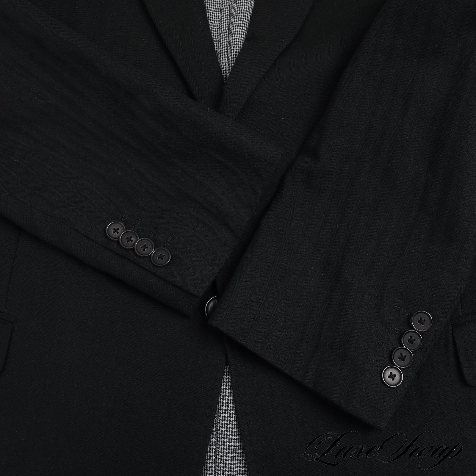 MODERN Armani Collezioni Solid Black Herringbone … - image 6
