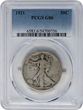 1921 Walking Liberty Half 50c G06 PCGS 951814-2