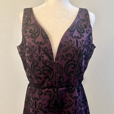 Maurices X-Large Purple & Black Velvet Paisley Print High-low Dress Low  Neck | eBay