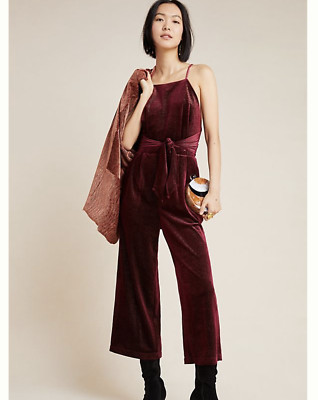 anthropologie velvet jumpsuit