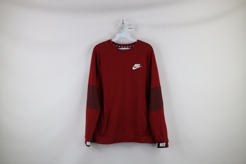 Nike Sportswear Herren Small Spell Out Swoosh Farbblock Sweatshirt mit Rundhalsausschnitt rot