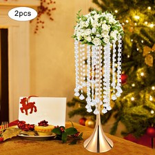 2 Pcs Crystal Flower Vase Stand Wedding Centerpieces Metal Flowers Rack Holder
