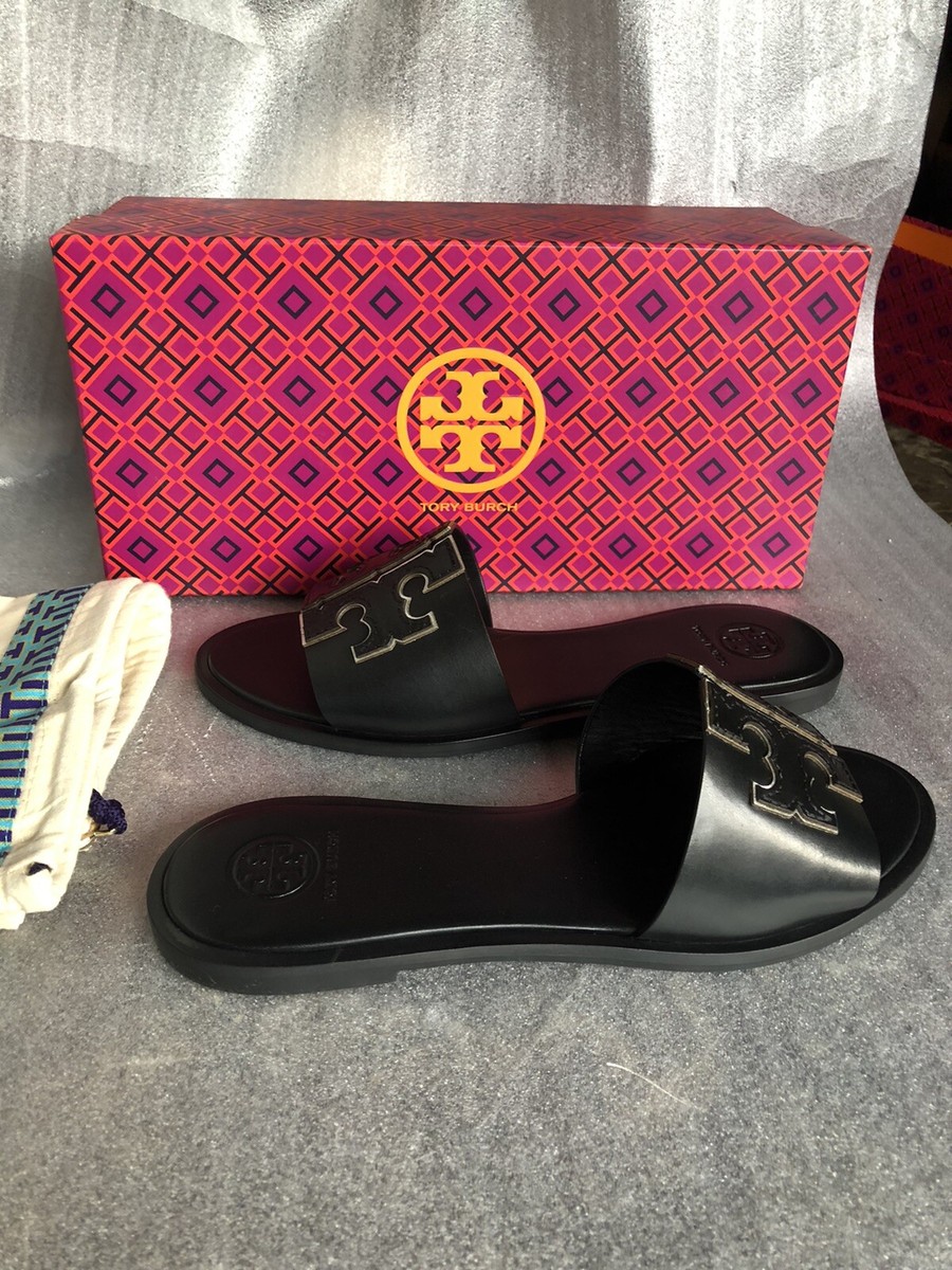 Tory Burch Ines Slide, Calf Leather Perfect Black / Silver  display picture 3