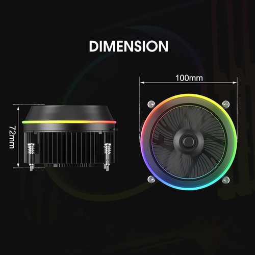 Vetroo Eclipse Low-Profile ARGB CPU Cooler 90mm 4 Pin PWM Fan for Intel LGA 1700 - Imagen 6 de 10