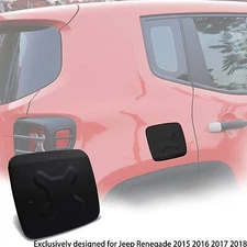 Fuel Filler Door Cover Gas Tank Cap Aluminum For Jeep Renegade 2015-2018 (Black)