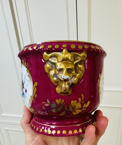 Limoges Porzellan vergoldet Jardineire Cachepot Urne Übertopf 5" - Bild 5 von 12