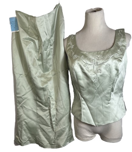Women’s Impression 2 Piece Flare Skirt & Top Green NWT Top Size 12 Bottom Size10 - 第 6/6 張圖片