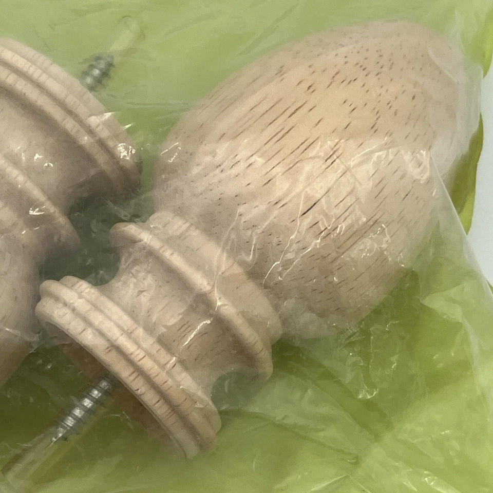 Barra de cortina de madera Martha Stewart remates barra de cortinas acabado natural decorativo Foto 3 de 4