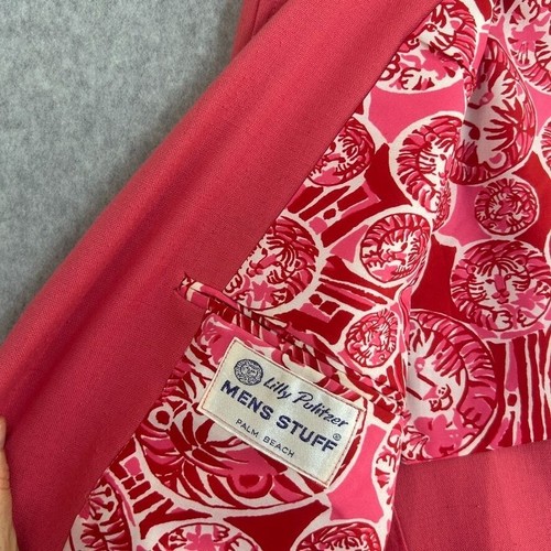 Vintage Lilly Pulitzer Men's Stuff Blazer Pink SZ 42 / 43 ? Sport Coat Jacket - Picture 18 of 24