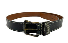 JOHNSTON & MURPHY Men's Black Leather Aniline Kipskin Belt Made in USA Size 36