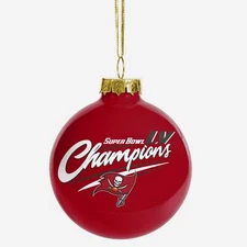 Tampa Bay Buccaneers Super Bowl LV Champions Glass Ball Christmas Tree Ornament