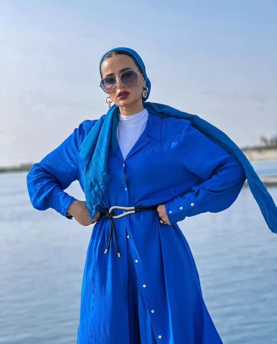 H&m blue top shirt dress
