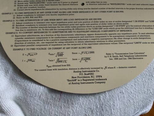Radio Transmission Line Calculator PH Smith Chart Circular Slide Rule Mega Rule - Picture 4 of 4