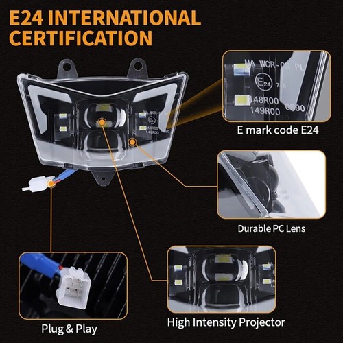 E24 Appproved LED Headlight Fits KX KLR KLX 125 140 250 300 450 250S 2009-2019 - Picture 7 of 9