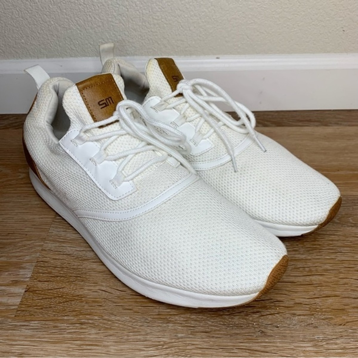 Steve Madden Men's White P-Boost Textured Lace Up Sneakers