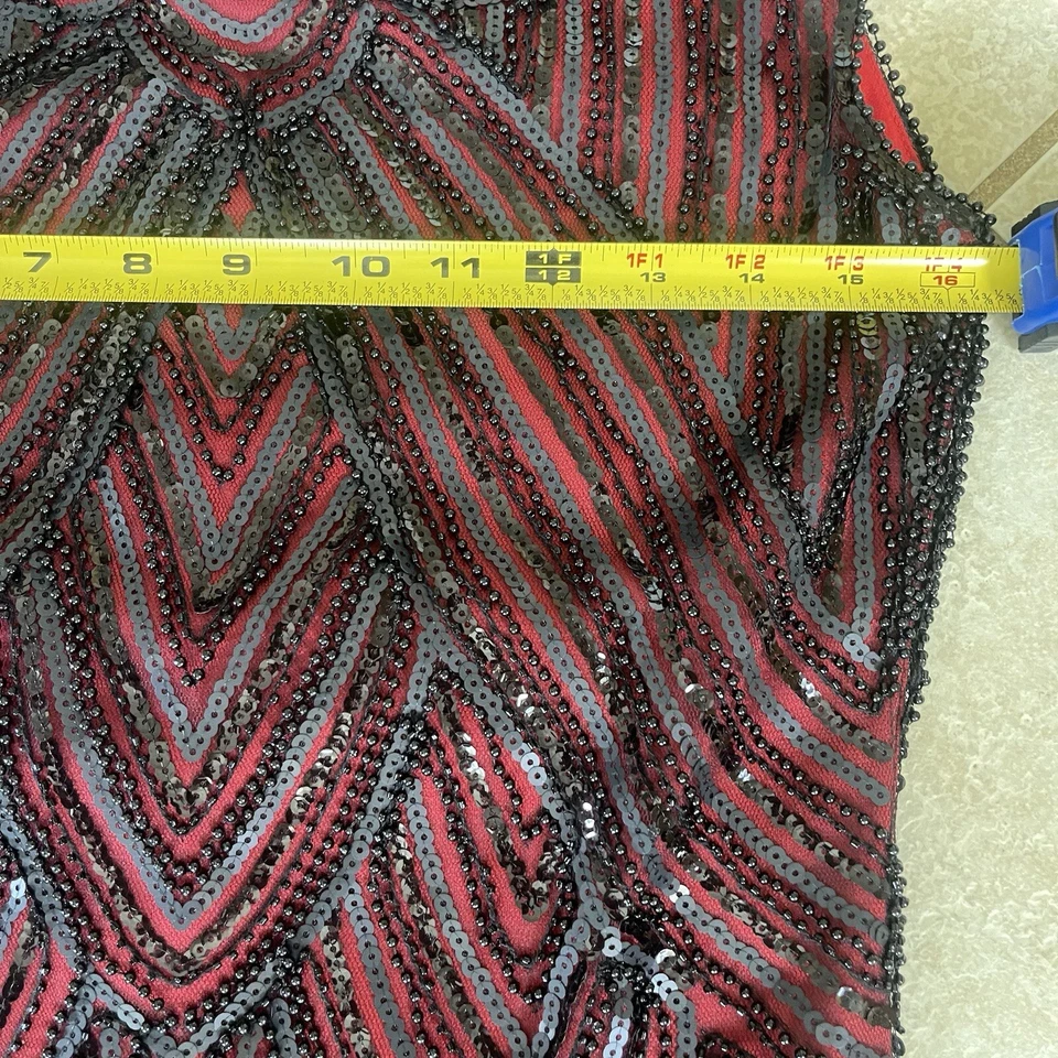 Gatsby Style Red Beaded Midi Dress Tassled Womens UK Size M (10-12) Bonnie Party - Image 4 of 4