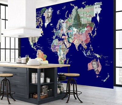 3D Map Tower ZHU055 World Map Wallpaper Wall Mural Removable Self-adhesive