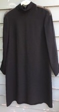 Vintage Chetta B Black Dress Mesh Sleeve Mock Neck Shift Sheath Long Sleeve LBD