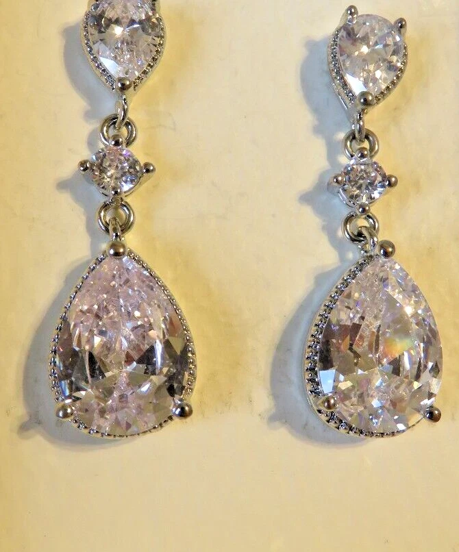 NEXT sparkling double dangle earrings CZ Party Dinner Dance NEW in Box