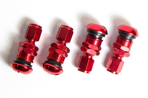 1.45" Red Bolt in Valve Stems Fits Standard 0.453" Stem Holes (Set of 4) - Picture 2 of 2
